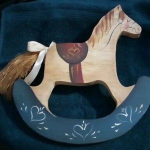 Vintage Hand Painted Rocking Horse Decor